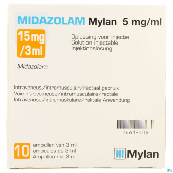 Midazolam viatris 5mg/ml sol inj amp 10x3ml