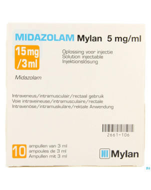 Midazolam viatris 5mg/ml sol inj amp 10x3ml