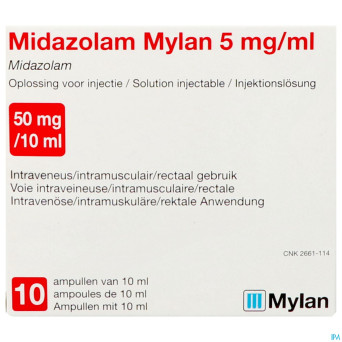Midazolam viatris 5mg/ml sol inj amp 10x10ml
