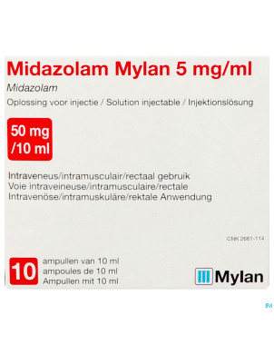 Midazolam viatris 5mg/ml sol inj amp 10x10ml