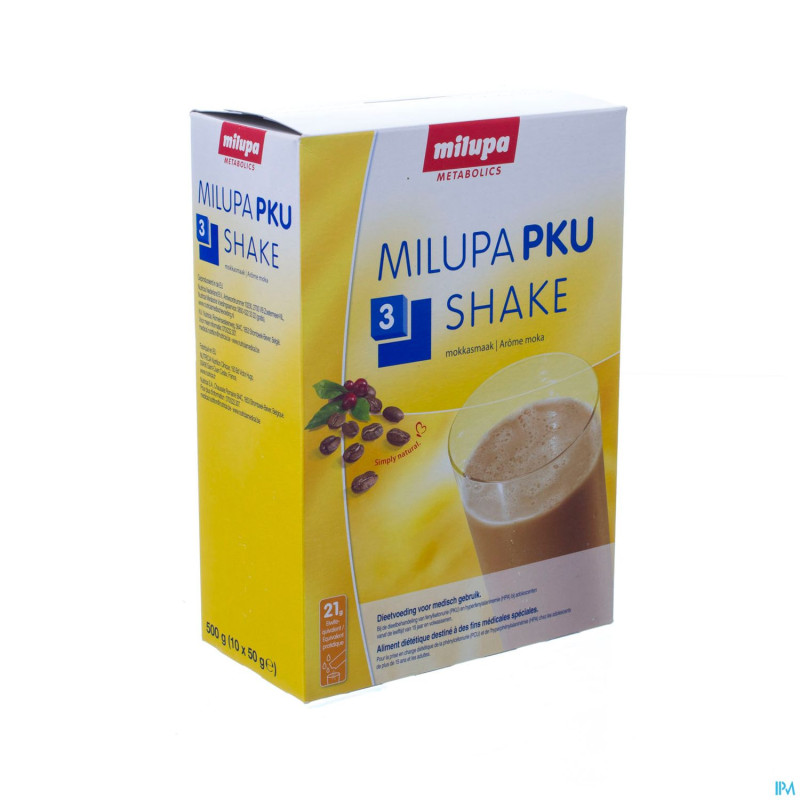 Milupa pku 3 shake cafe    sach 10x50g