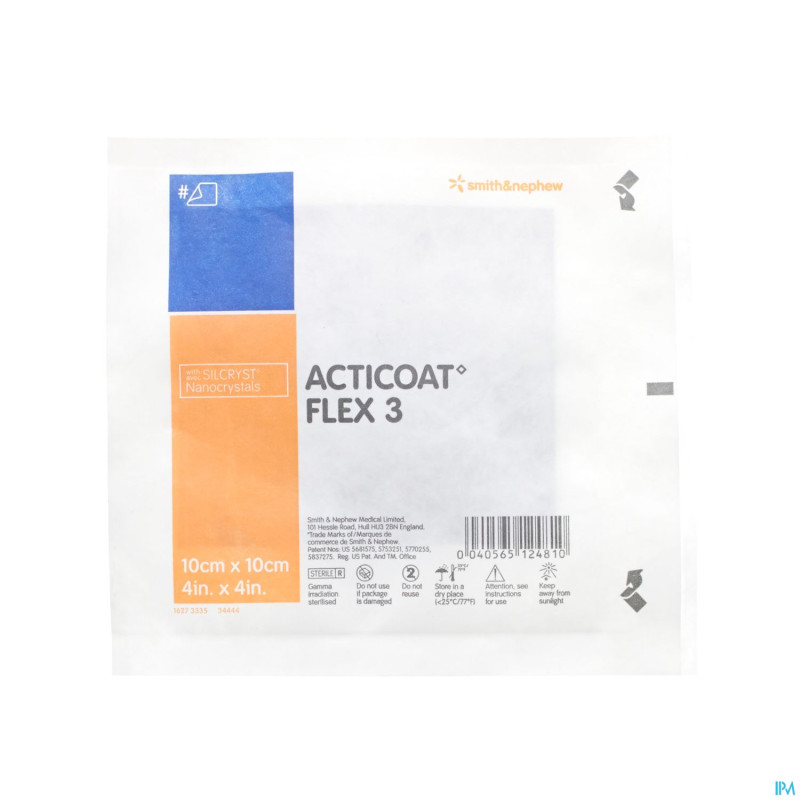 Acticoat flex 3 pans ind.ster  10x 10cm 1 66800399
