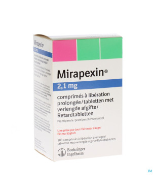 Mirapexin pr 2,1 mg comp liberation prolongee 100
