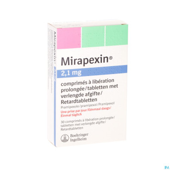 Mirapexin 2,1 mg comp liberation prolongee  30