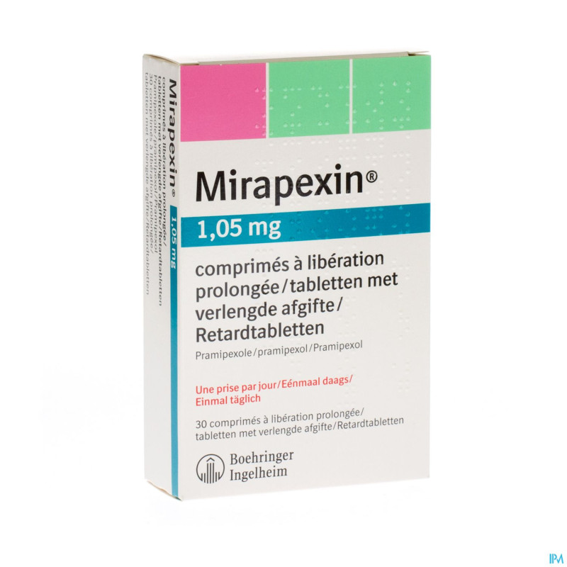 Mirapexin 1,05 mg comp liberation prolongee  30
