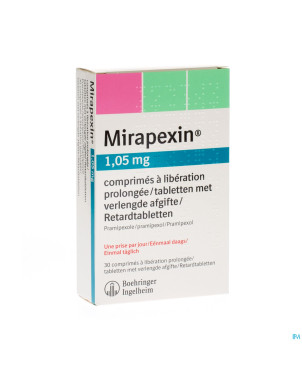 Mirapexin 1,05 mg comp liberation prolongee  30