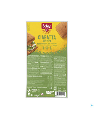 Schar ciabatta rustica s/gluten  200g 6616 revogan