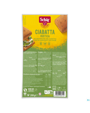 Schar ciabatta rustica s/gluten  200g 6616 revogan