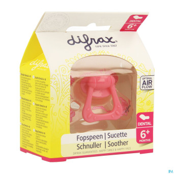 Difrax sucette silicone dental+anneau girl 6m+ 800