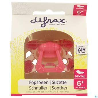 Difrax sucette silicone dental+anneau girl 6m+ 800