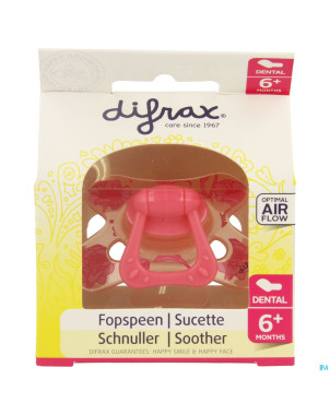 Difrax sucette silicone dental+anneau girl 6m+ 800