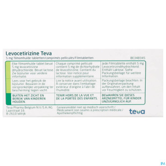 Levocetirizine teva 5 mg comp  10