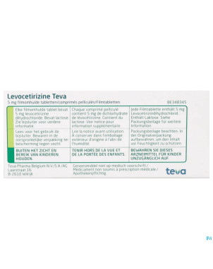 Levocetirizine teva 5 mg comp  10