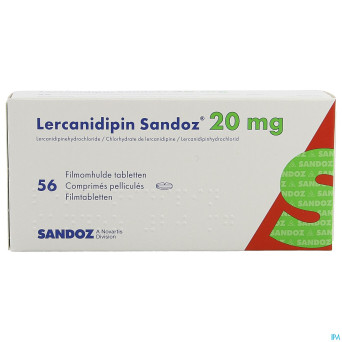 Lercanidipin sandoz 20mg comp 56 x 20 mg