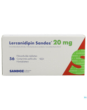 Lercanidipin sandoz 20mg comp 56 x 20 mg