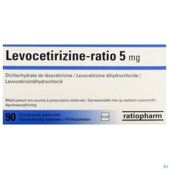 Levocetirizine ratio 5mg comp pell  90 x 5mg