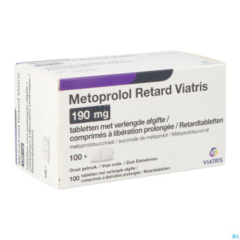 Metoprolol viatris 190mg comp retard 100