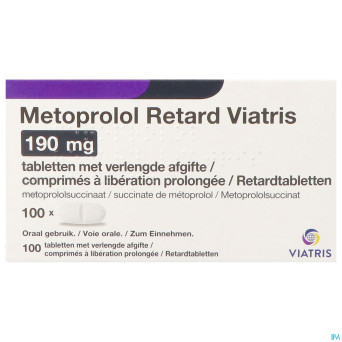 Metoprolol viatris 190mg comp retard 100