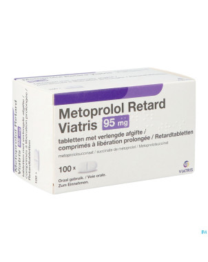 Metoprolol viatrs 95mg comp retard 100