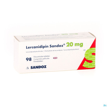 Lercanidipin sandoz 20mg comp 98 x 20 mg