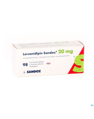 Lercanidipin sandoz 20mg comp 98 x 20 mg