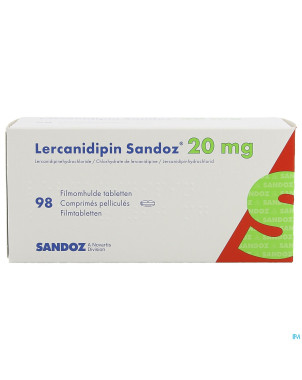 Lercanidipin sandoz 20mg comp 98 x 20 mg