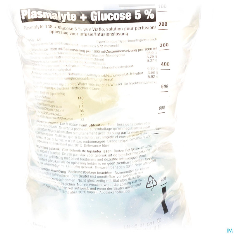 Bx plasmalyte 148+glucose5% viaflo 20 po  500ml iv