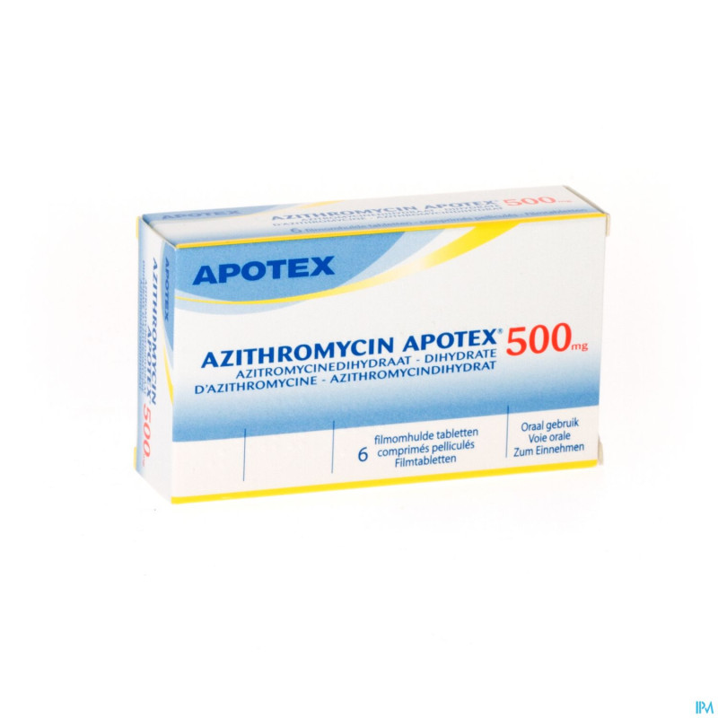 Azithromycin 500 mg apotex comp pell 6x500 mg