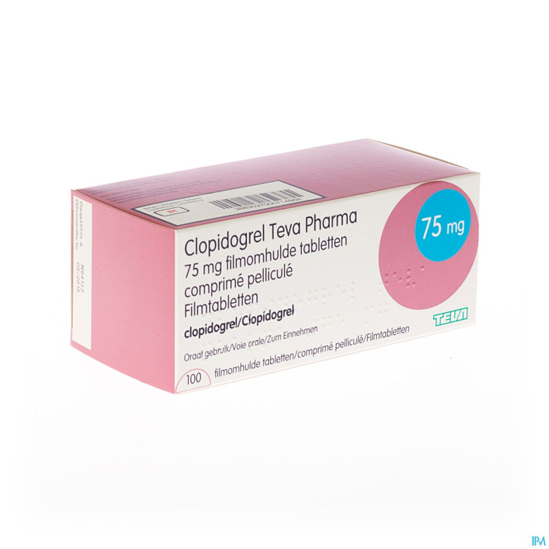 Clopidogrel teva pharma 75mg comp pell 100x75mg