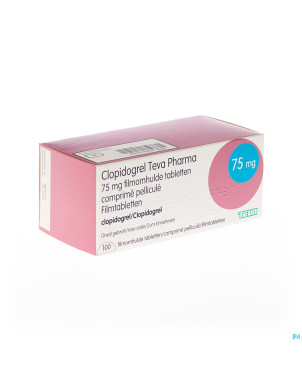 Clopidogrel teva pharma 75mg comp pell 100x75mg