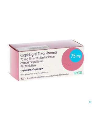 Clopidogrel teva pharma 75mg comp pell 100x75mg