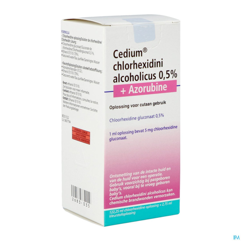 Cedium chlorhexidini gluc alc 0,5% 125ml+azorubine