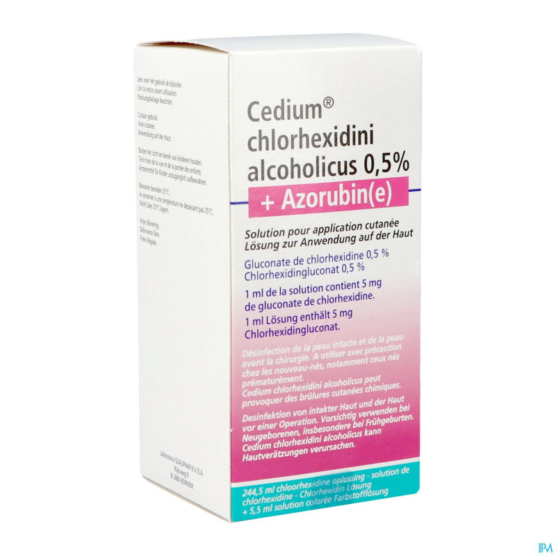 Cedium chlorhexidini gluc alc 0,5% 250ml+azorubine