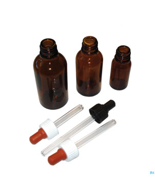 Flacon compte gutt rond brun pp18 complet 50ml 15