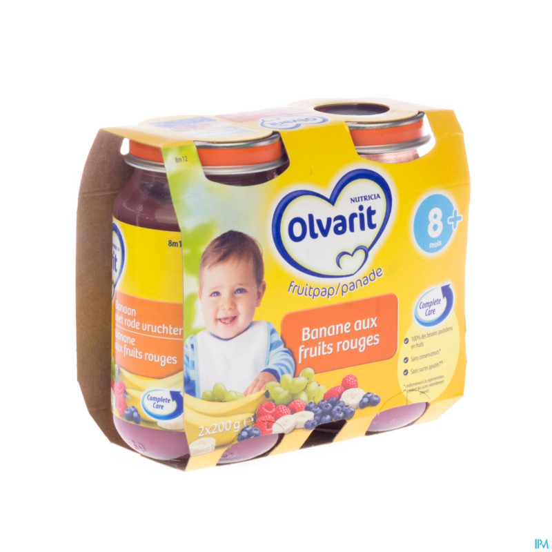 Olvarit banane au fruits rouges    2x200g 8m12