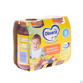 Olvarit banane au fruits rouges    2x200g 8m12