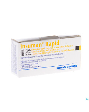 Insuman rapid 100 iu/ml sol inj 5 fl inj 5 ml