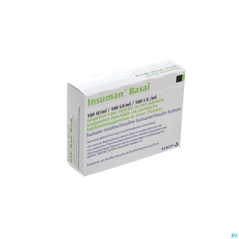 Insuman basal 100 iu/ml 5 cartouches 3 ml