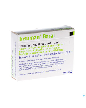 Insuman basal 100 iu/ml 5 cartouches 3 ml