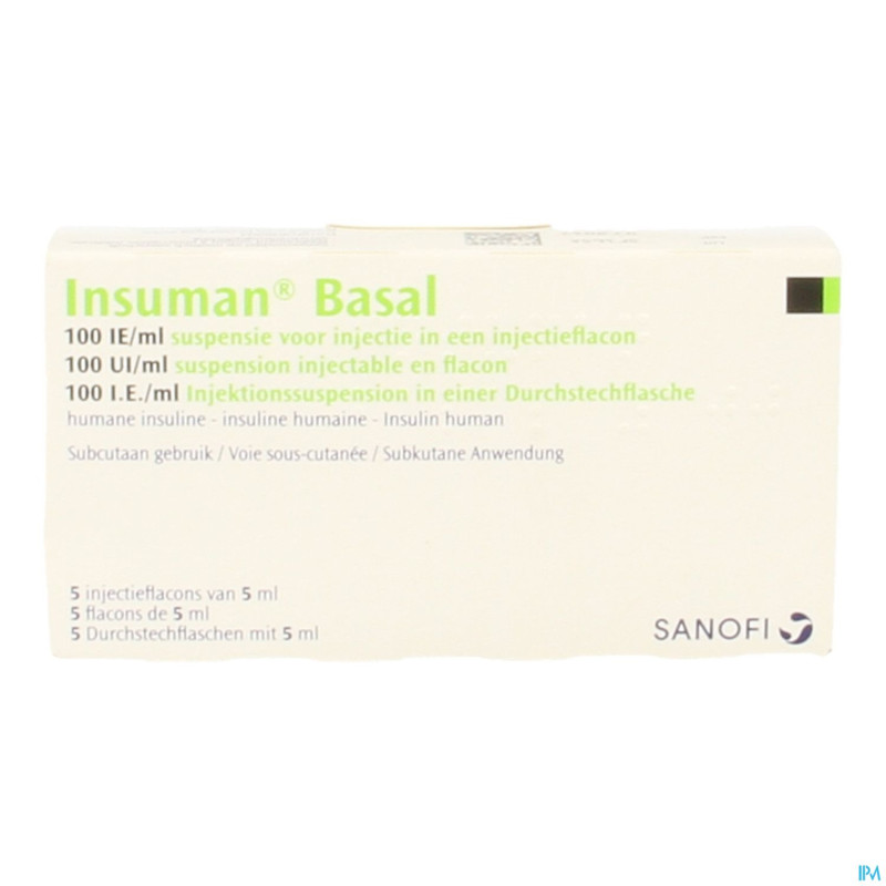 Insuman basal 100 iu/ml 5 fl inj 5 ml