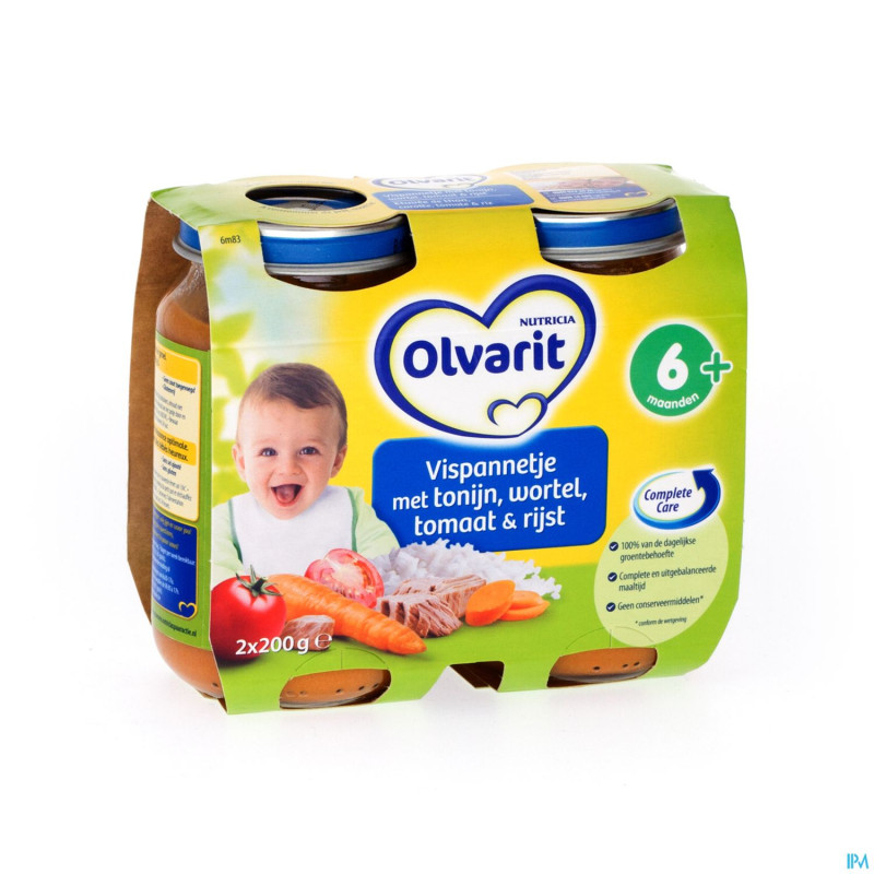 Olvarit etuvee poisson carot-tomat-riz 2x200g 6m83
