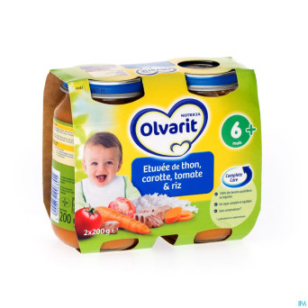 Olvarit etuvee poisson carot-tomat-riz 2x200g 6m83