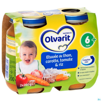 Olvarit etuvee poisson carot-tomat-riz 2x200g 6m83