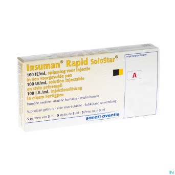 Insuman rapid solostar 100 iu/ml 5 stylo preremp