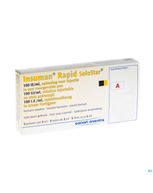 Insuman rapid solostar 100 iu/ml 5 stylo preremp