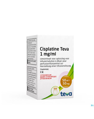 Cisplatine teva vial 1 mg/ml  50 ml