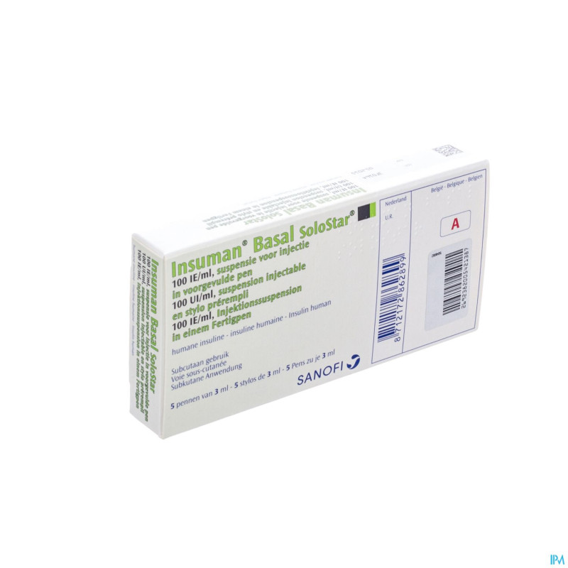 Insuman basal solostar 100 ui/ml 5 stylo prerempl