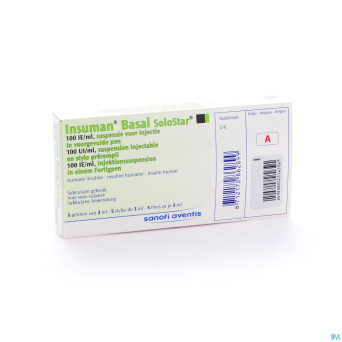 Insuman basal solostar 100 ui/ml 5 stylo prerempl