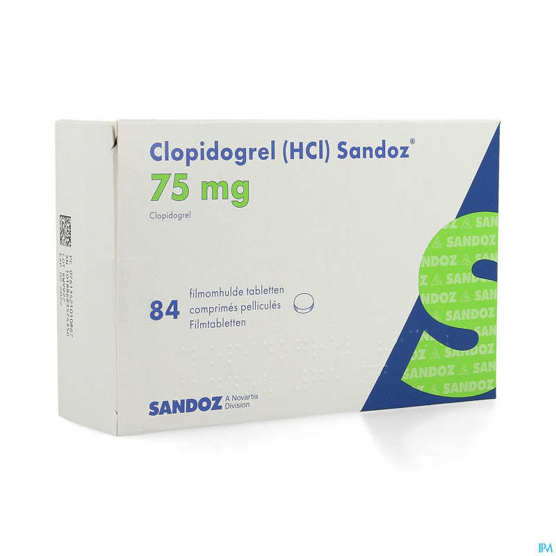 Clopidogrel hcl sandoz comp pell 84 x 75mg