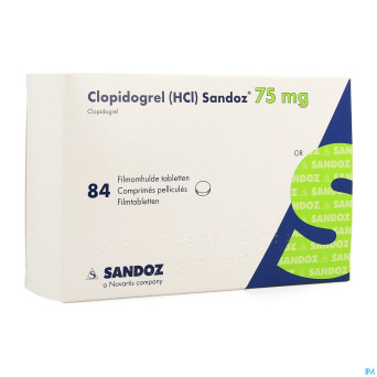 Clopidogrel hcl sandoz comp pell 84 x 75mg